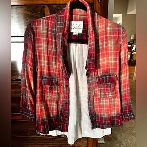 Vintage Havana Bleach Dyed Flannel shirt. Size Small